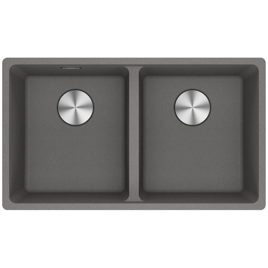 Franke Maris 350mm double bowl undermount sink - Stone Grey Fragranite - extension drainer - MRG120-35SG-FPC