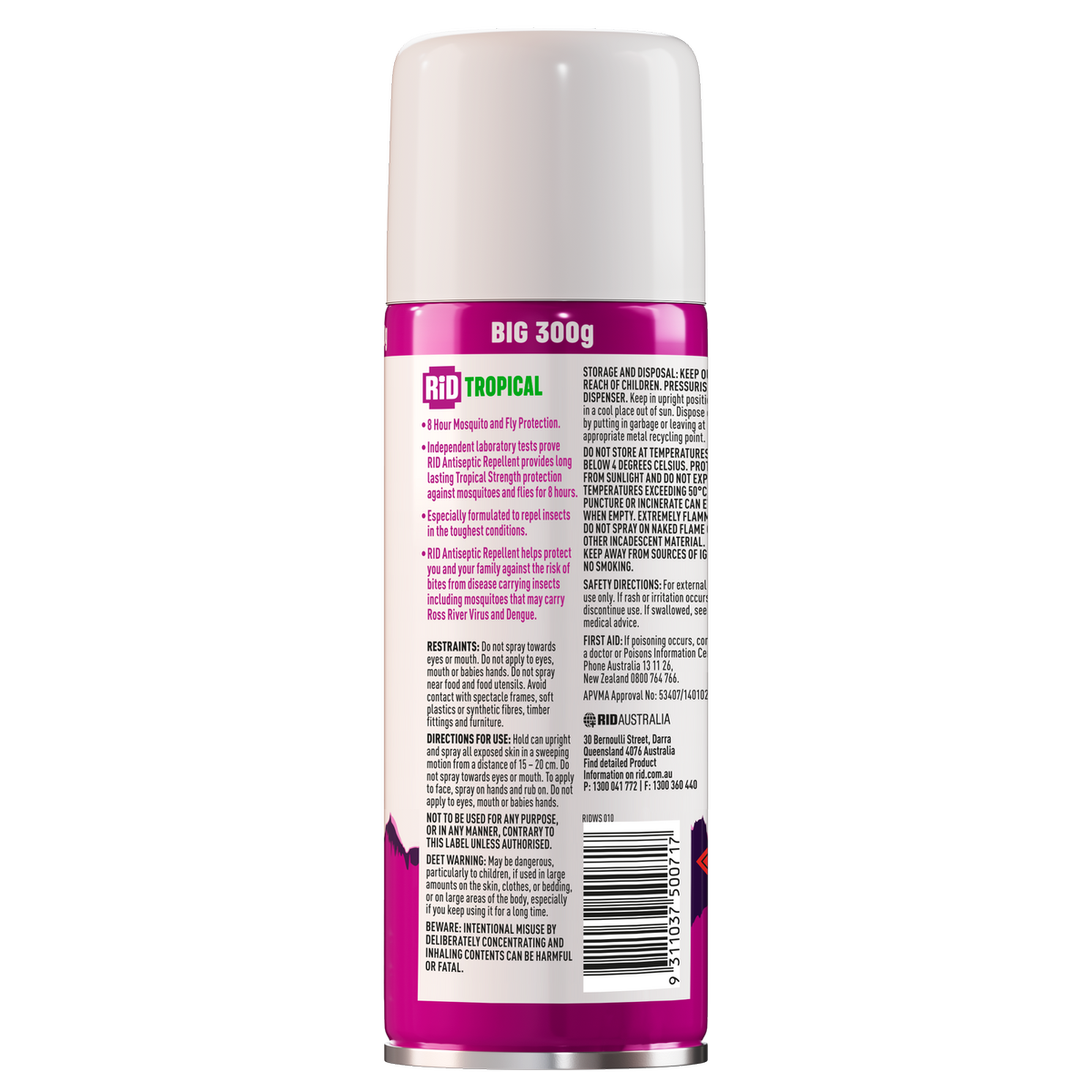 RID Tropical Antiseptic Bite Protection - 300g - DEET - 8 Hours Protection - SuperSaverAU - view 2