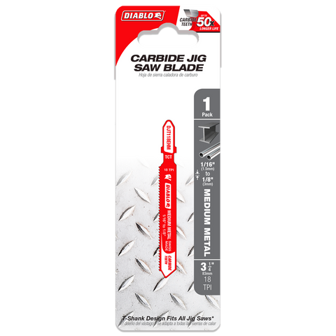 Diablo 83mm Carbide T Shank Jig Saw Blade - 18 TPI - Medium Metal Cutting - SuperSaverAU - view 1