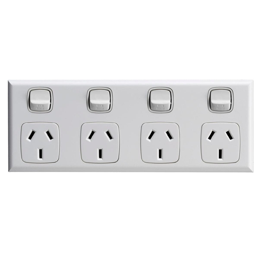 HPM Excel 4 Outlet Powerpoint - 250mm x 72.5mm - ABS Plastic - White - SuperSaverAU - view 1