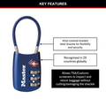 Master Lock TSA-Approved Wire Cable Combination Luggage Lock, 30mm, Resettable