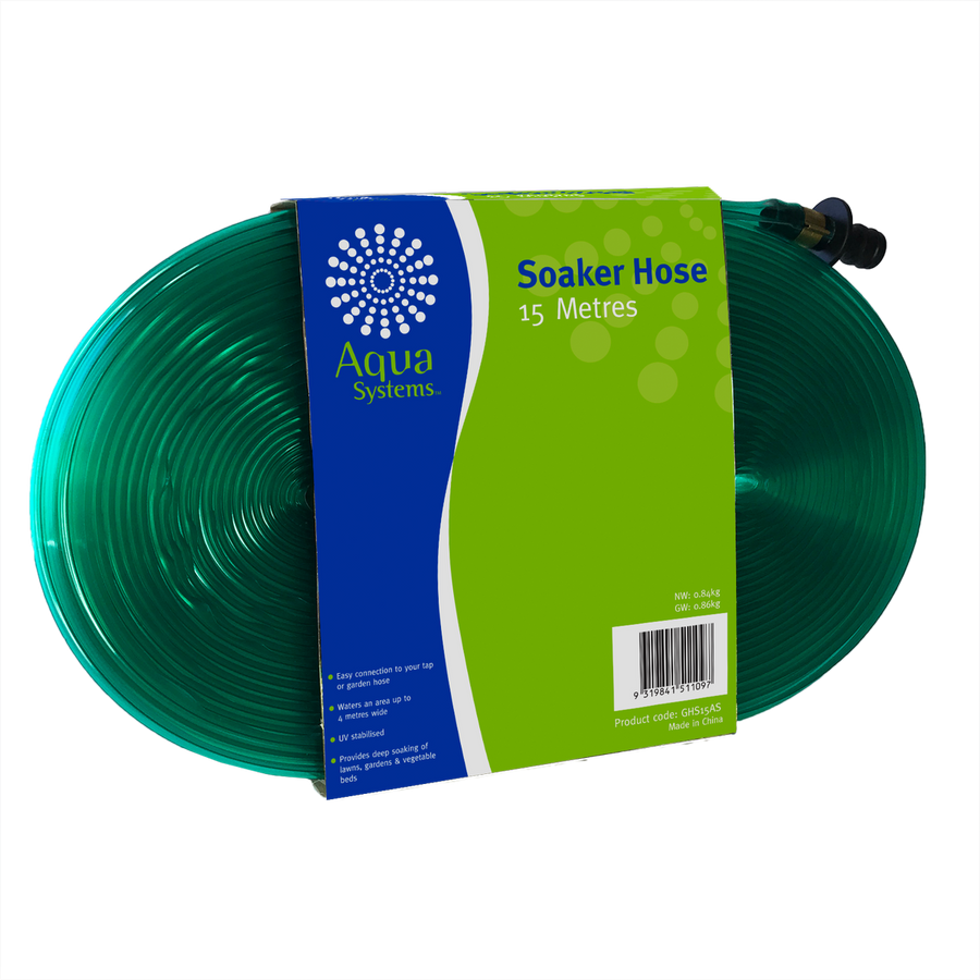 Aqua Systems 15m Fitted Soaker Hose - Garden Watering Tool - Lightweight - SuperSaverAU - view 1