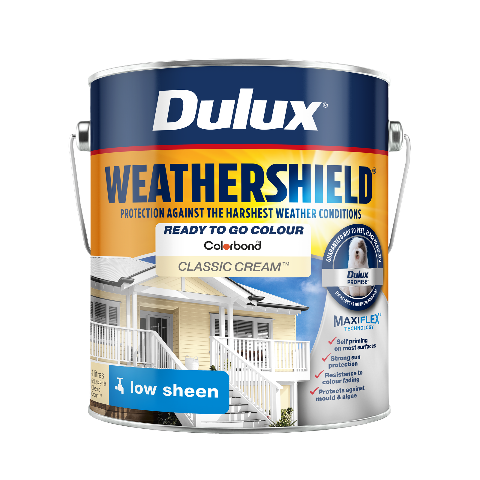 Dulux Weathershield 4L Classic Cream Low Sheen Exterior Paint