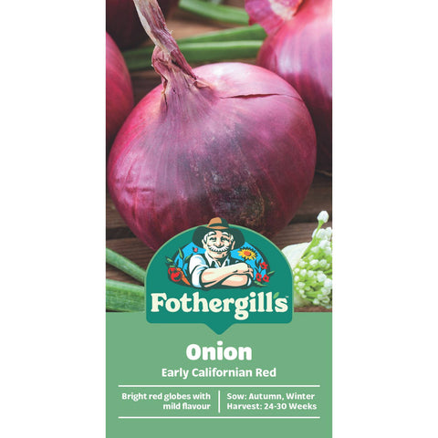 Mr Fothergill's Early Californian Red Onion Seeds - Mild Red Variety, Sun or Part Shade