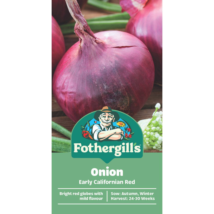 Mr Fothergill's Early Californian Red Onion Seeds - Mild Red Variety, Sun or Part Shade