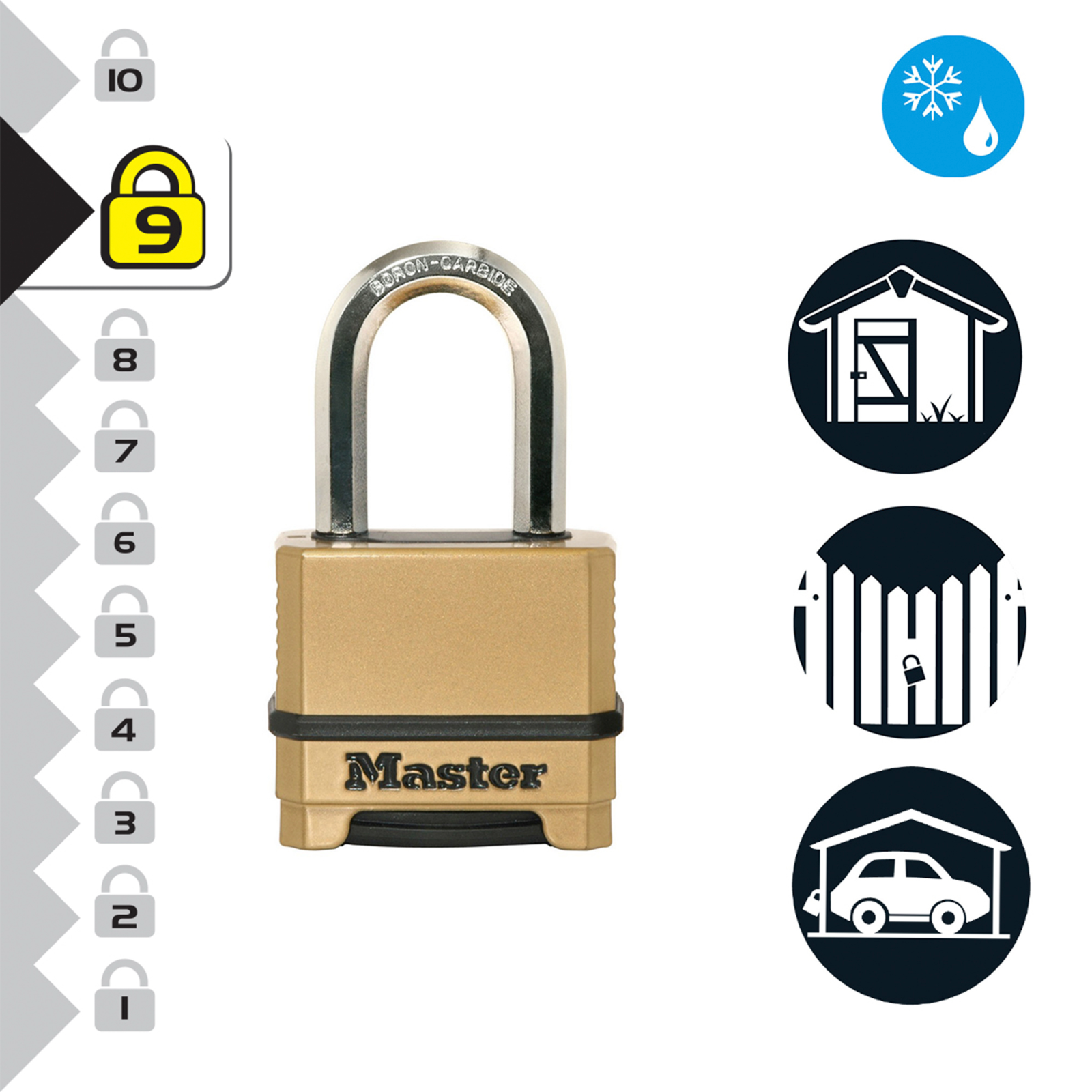 Master Lock 56mm Excell Reset Combo Padlock 38mm Boron-Carbide Shackle