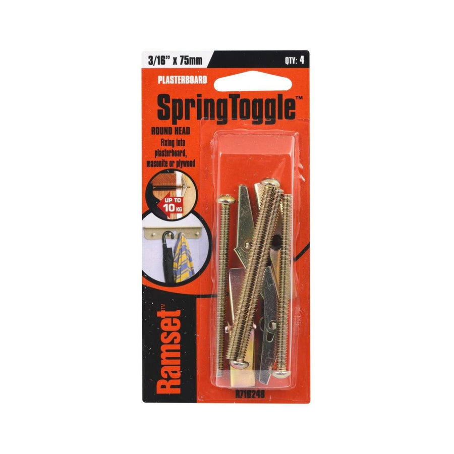 Ramset Round Head Toggle Spring 4 Pack - 75mm - Gold - SuperSaverAU - view 1