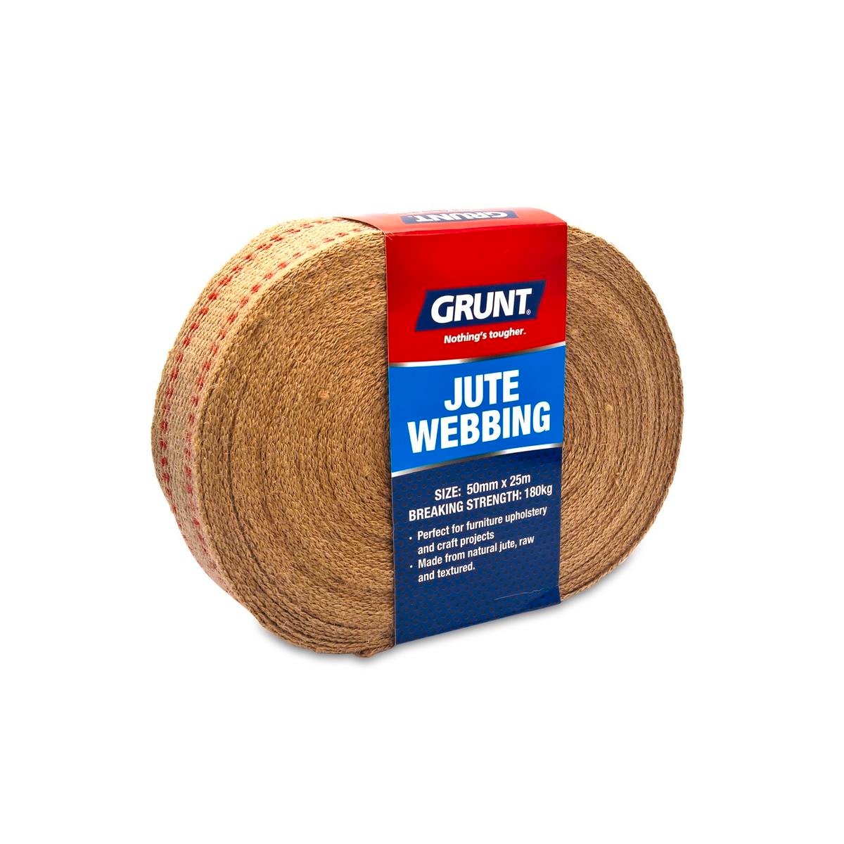 Grunt Jute Webbing 50mm x 25m Natural Fabric 180kg Breaking Strength - SuperSaverAU - view 1