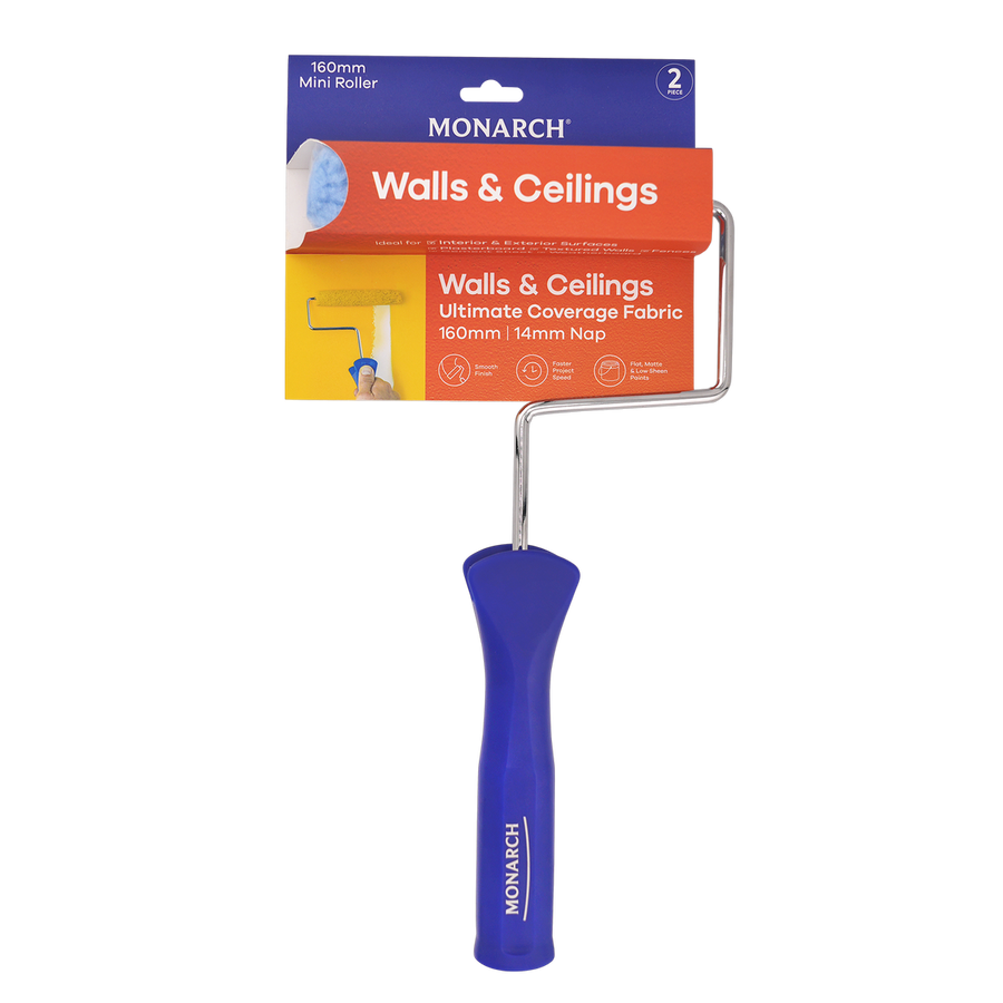Monarch 2 Piece Mini Roller - 160mm 14mm Nap - Efficient Paint Coverage - SuperSaverAU - view 1