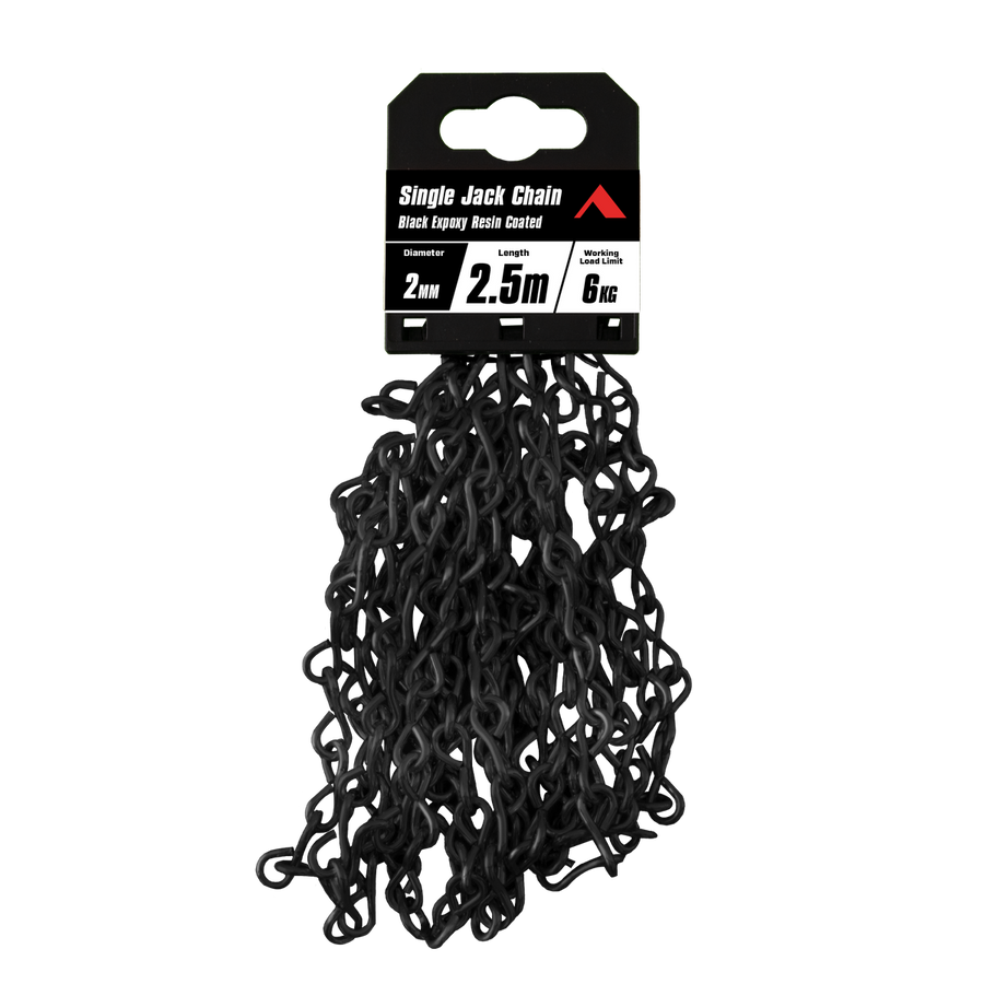 Pinnacle Single Jack Chain 2mm x 5m - Matte Black - 6kg Load Rating - SuperSaverAU - view 1