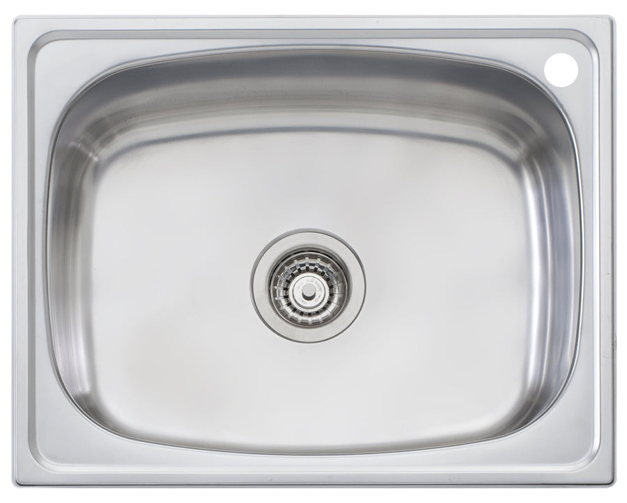 Oliveri 45L single bowl laundry tub - Polished stainless steel with right-hand tap hole - TI45RTH