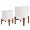 Ceramic Planters On Stand Set Of 2