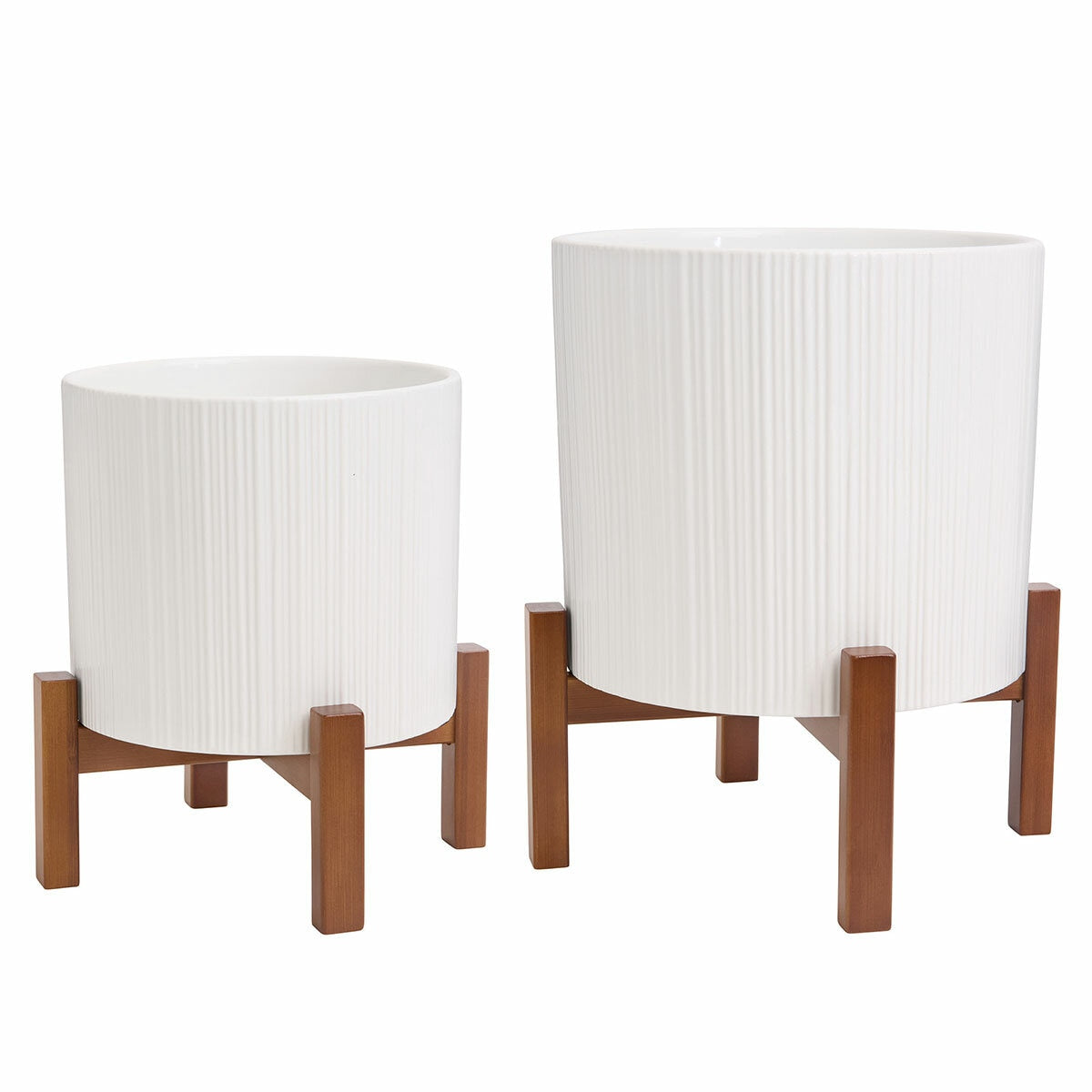 Ceramic Planters On Stand Set Of 2