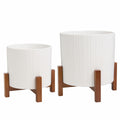 Ceramic Planters On Stand Set Of 2