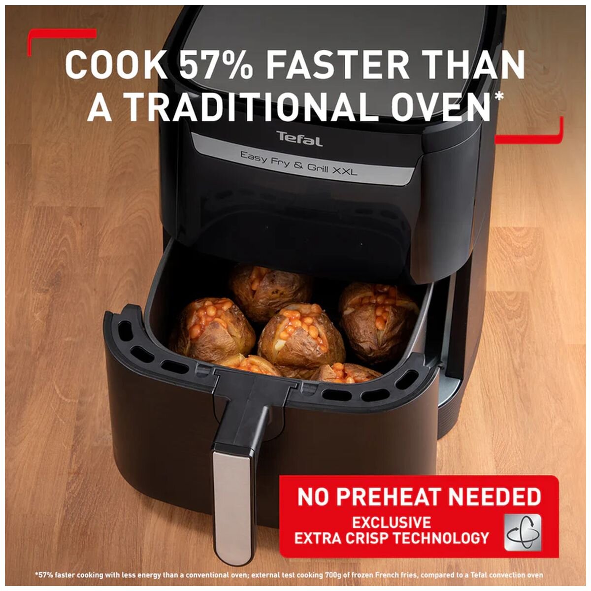 Tefal Easy Fry and Grill 2 in 1 XXL Air Fryer - FlexCook Divider, Smokeless Grill, Black - EY8018