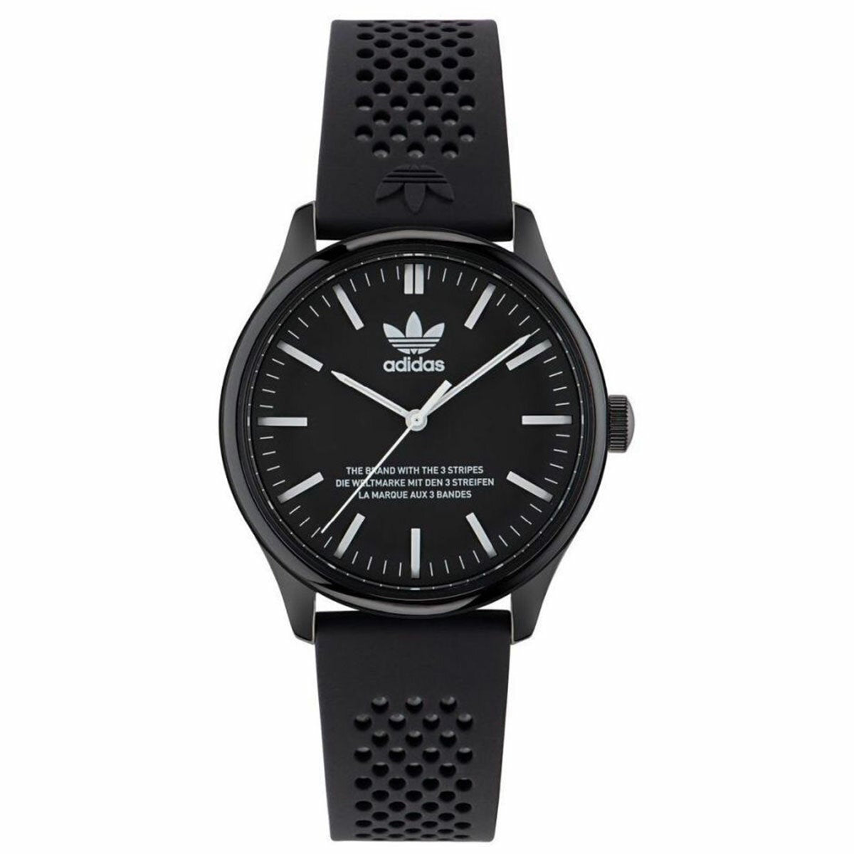 Adidas Originals Code One Silicone Strap Wristwatch Ceramic Case Black Dial AOSY23031