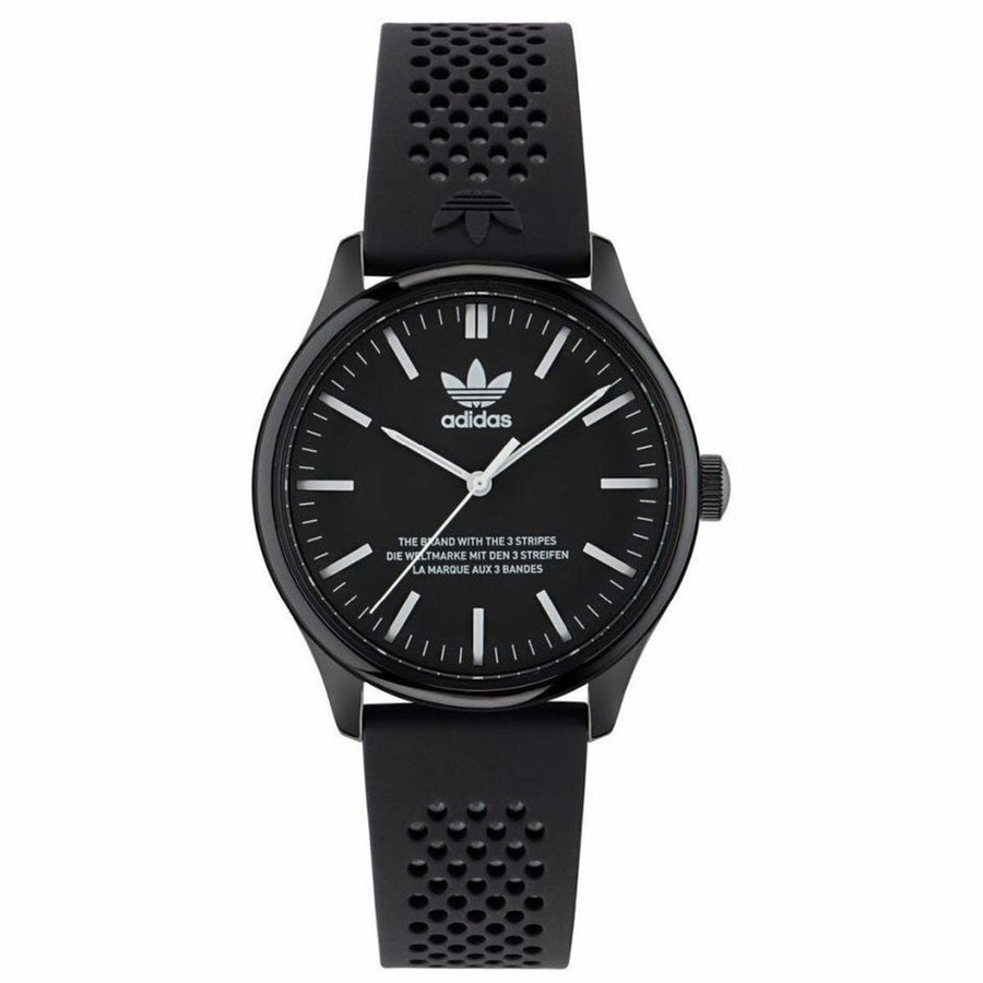 Adidas Originals Code One Silicone Strap Wristwatch Ceramic Case Black Dial AOSY23031