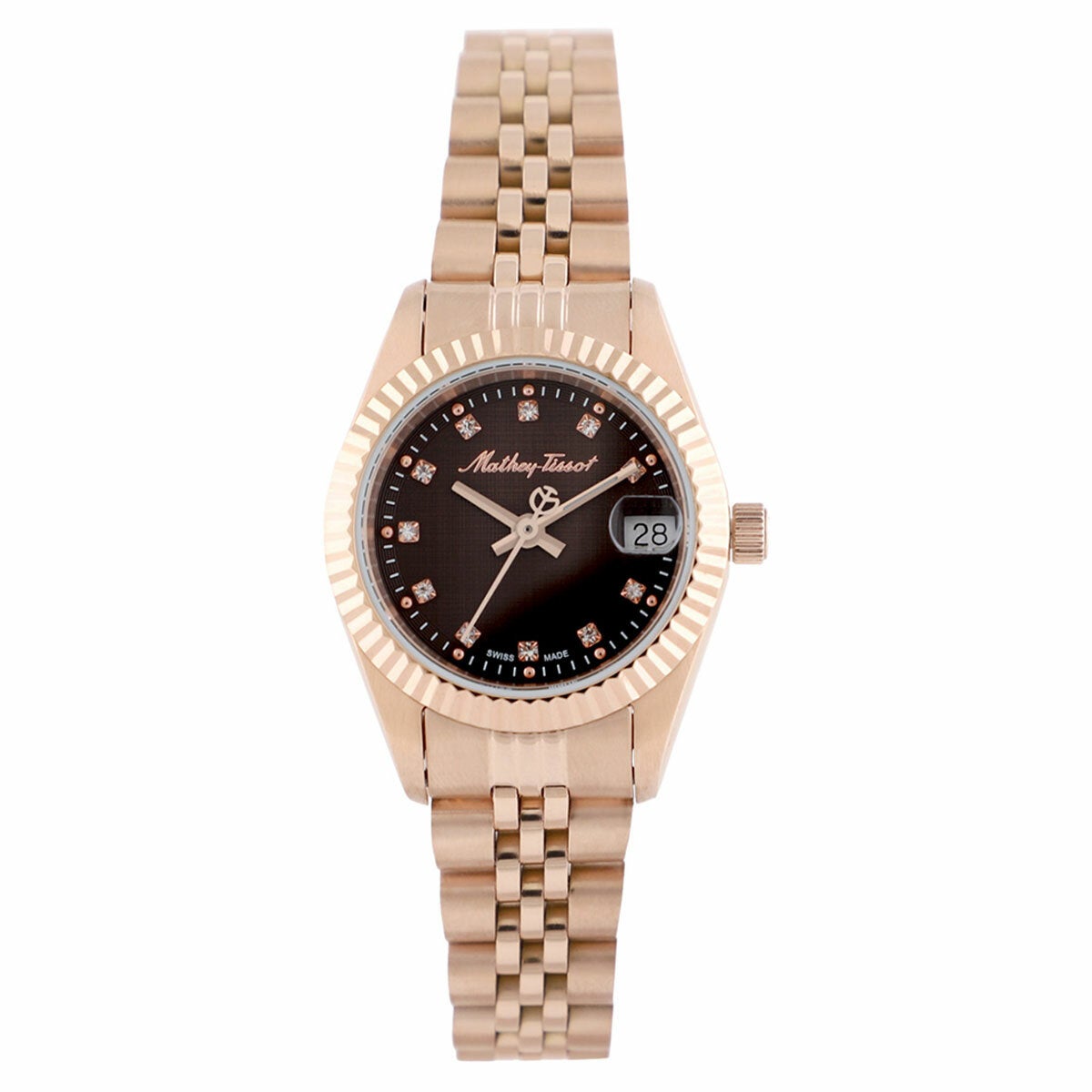 Mathey-Tissot Brown Dial Wristwatch Rose Gold Steel 32mm Women's D710PRM