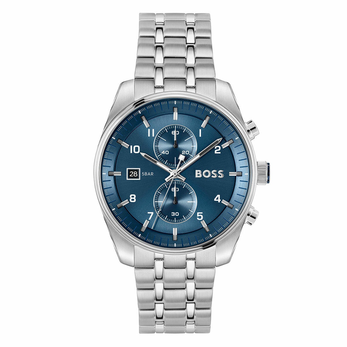 BOSS Skytraveller Stainless Steel Wristwatch Mens Chronograph Blue Dial 1514216