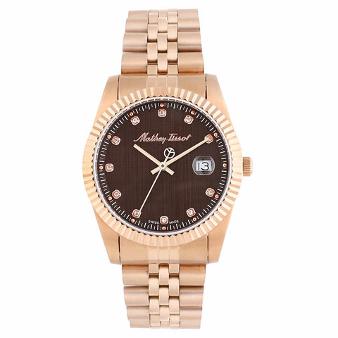 Mathey-Tissot Rose Gold Stainless Steel Wristwatch Mens 40mm Brown Dial H710PRM