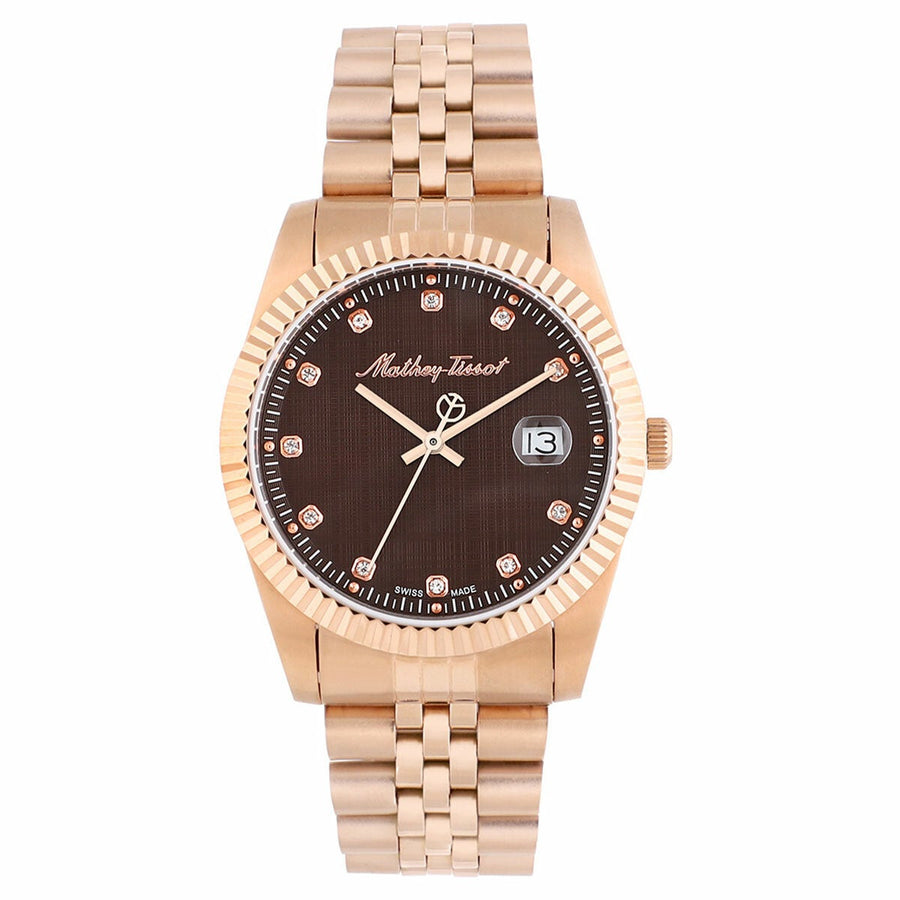 Mathey-Tissot Rose Gold Stainless Steel Wristwatch Mens 40mm Brown Dial H710PRM