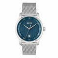 BOSS Principle Stainless Steel Wristwatch Mens Blue Dial Roman Numerals 1514115