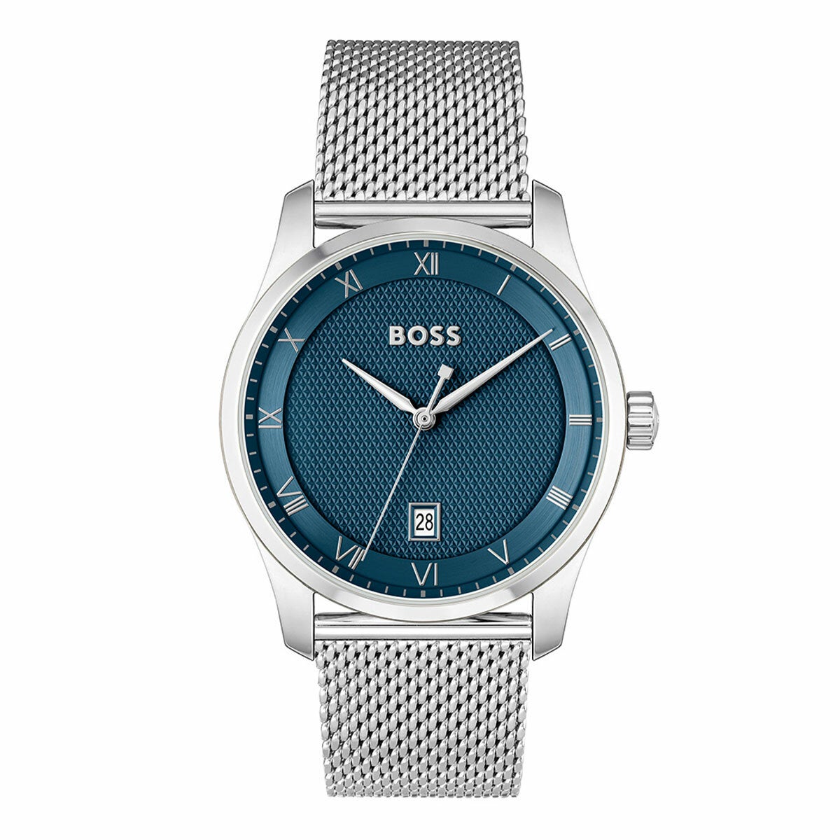 BOSS Principle Stainless Steel Wristwatch Mens Blue Dial Roman Numerals 1514115