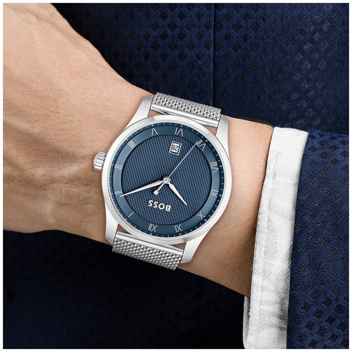 BOSS Principle Stainless Steel Wristwatch Mens Blue Dial Roman Numerals 1514115 — image 4