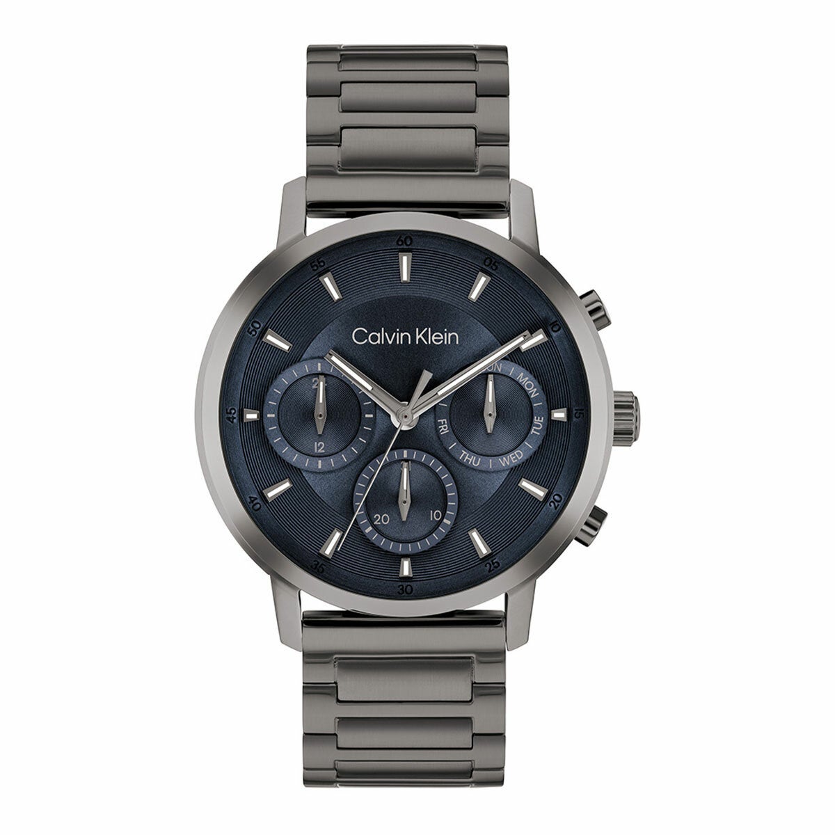Calvin Klein Gauge Grey Steel Wristwatch Mens Blue Dial 41mm Case