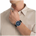 Calvin Klein Gauge Black Leather Wristwatch Mens Blue Dial 41mm Case — image 3