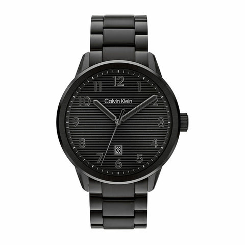 Calvin Klein Minimalistic Pilot Black Steel Wristwatch Mens 42mm Black Dial