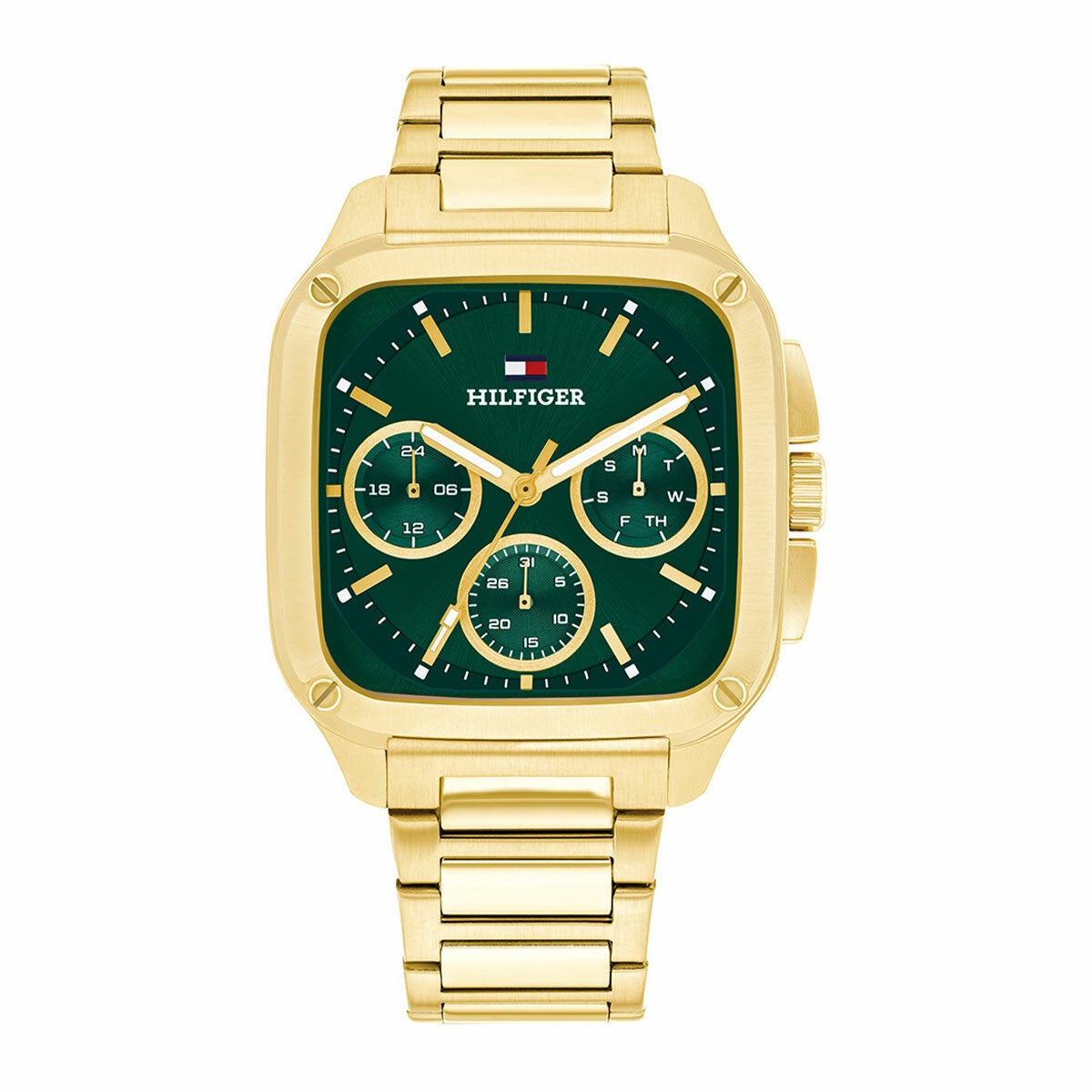 Tommy Hilfiger Herald Gold Plated Steel Wristwatch Mens Green Dial 39mm 1792223