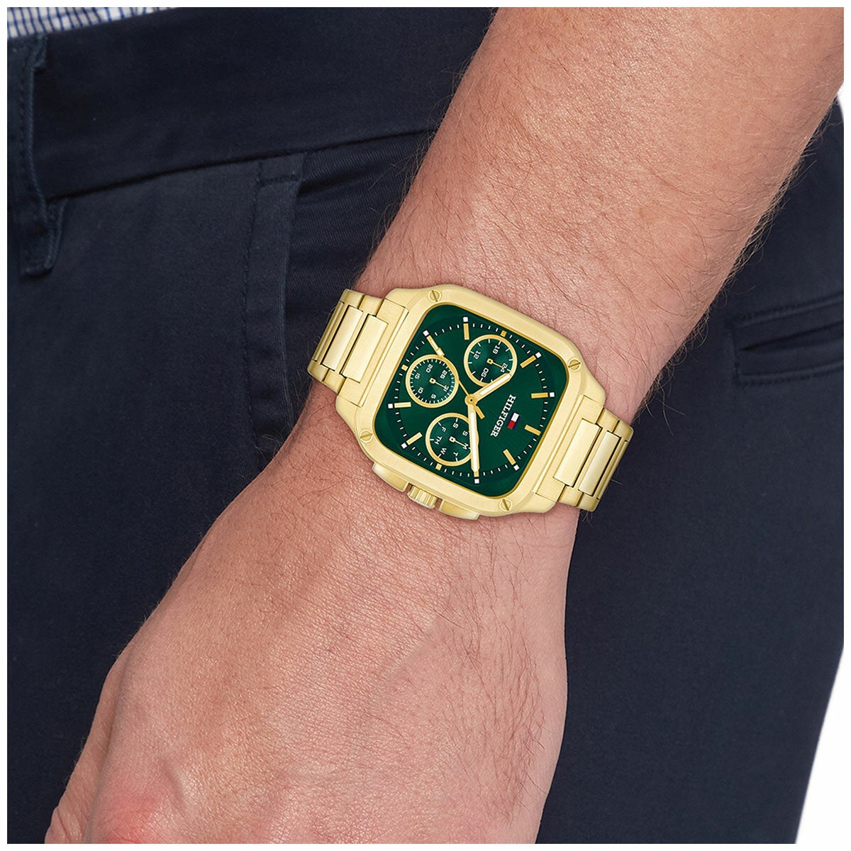 Tommy Hilfiger Herald Gold Plated Steel Wristwatch Mens Green Dial 39mm 1792223 — image 3