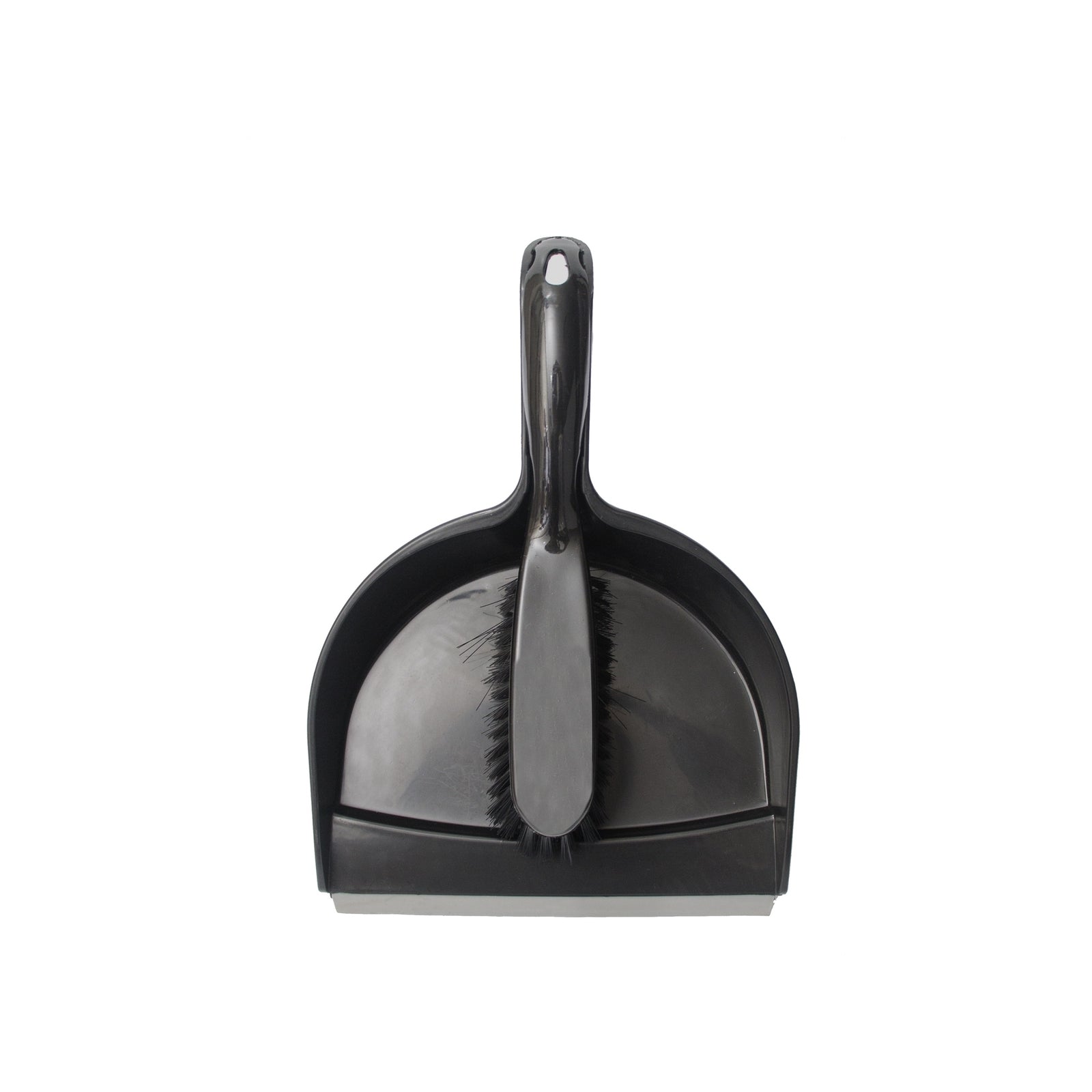 All Set Dustpan and Brush Set, Compact with Soft Rubber Lip & Hanging Hook, Black