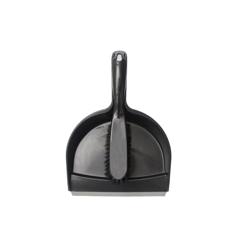 All Set Dustpan and Brush Set, Compact with Soft Rubber Lip & Hanging Hook, Black