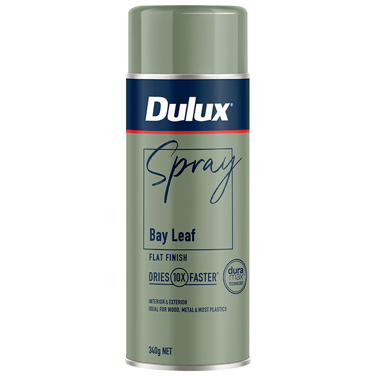 Dulux 340g Bay Leaf Flat Spray Paint - 0.34L - Fast Drying, Self-Priming - SuperSaverAU - view 1