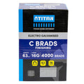 Titan 63 x 1.6mm 16 Gauge Electro Galvanised Straight Collated C Brads - 4000 Pack