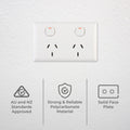 DETA Solid Plate Double Powerpoint White Polycarbonate 10A 250V