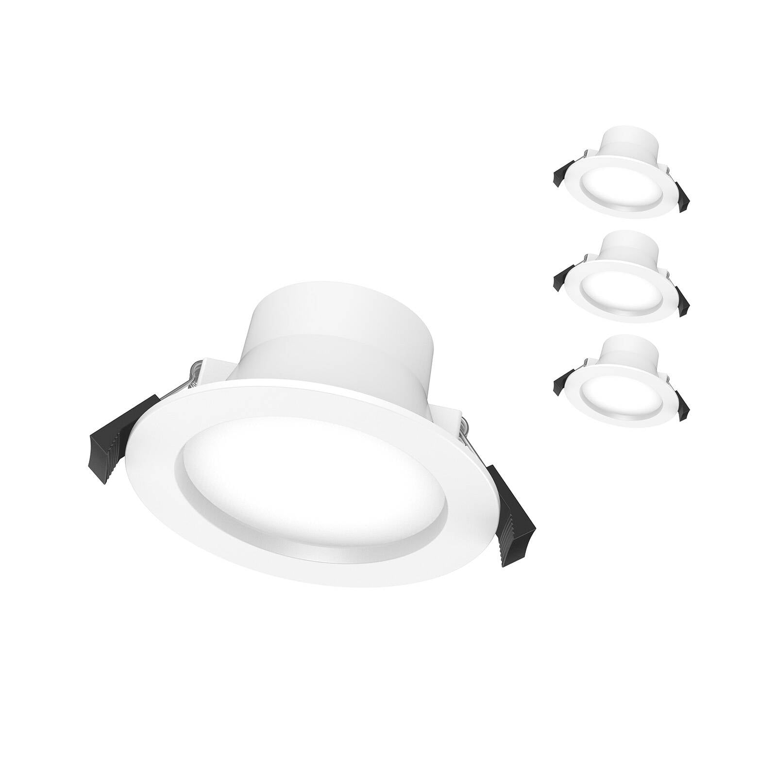 Click 8W 90mm IP44 Recessed CCT LED Downlight White Hardwired 4 Pack 11456