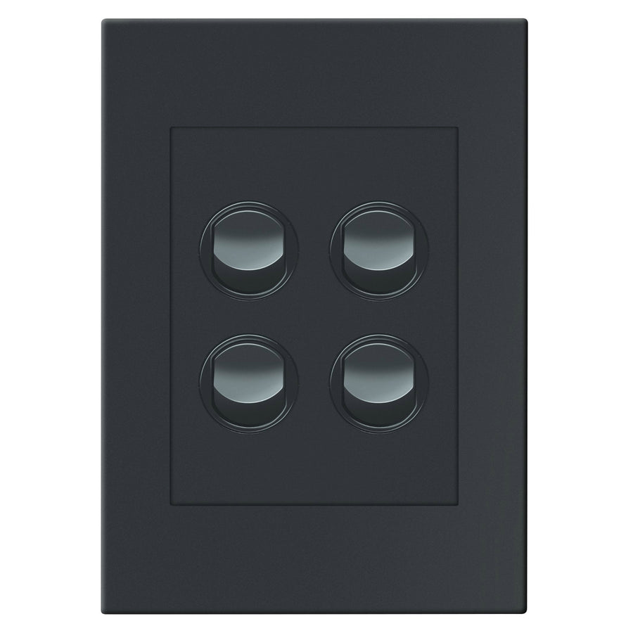 HPM VIVO 4 Gang Wall Switch, Grey, 10A 240V 2 Way (EV770/4GR)