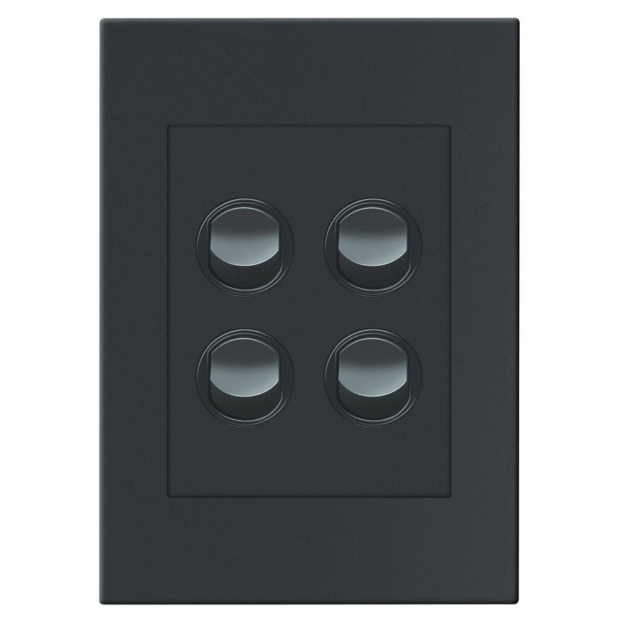 HPM Vivo 4 Gang Wall Switch 85mm x 118mm - Grey - Reliable Indoor Use - SuperSaverAU - view 1