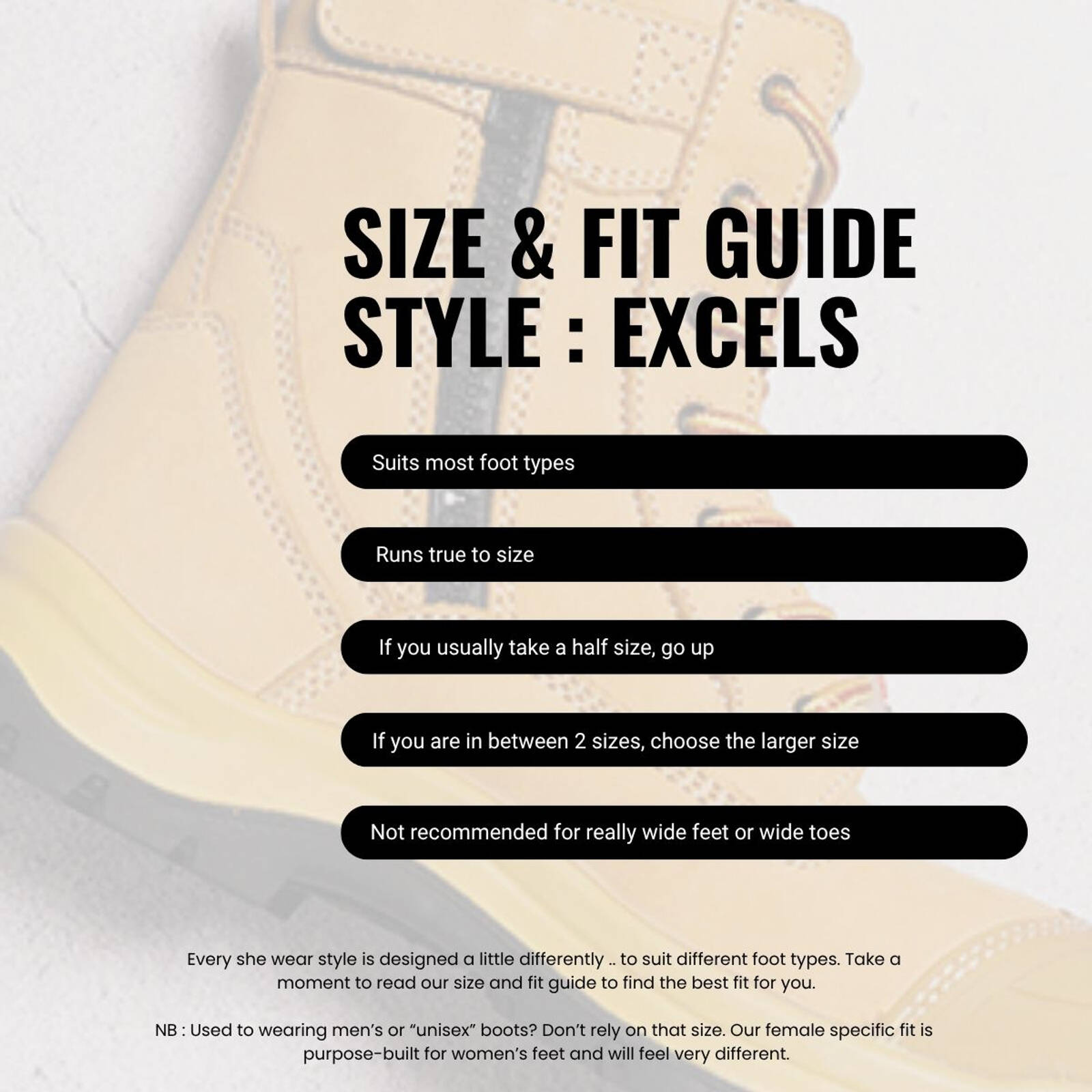 she wear Excels Womens PR Safety Work Boots Size 11 Wheat Nubuck Leather Composite Toe Zip Side Water Resistant