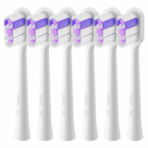 Laifen 6 Pack Purple Ultra Whitening Electric Toothbrush Heads Universal