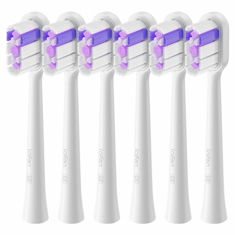 Laifen 6 Pack Purple Ultra Whitening Electric Toothbrush Heads Universal
