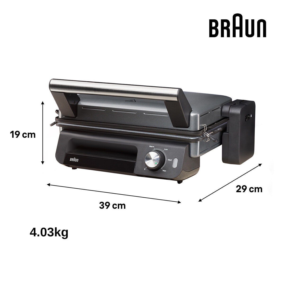 Braun MultiGrill 5 Contact Grill - 2000W, 3-in-1 Cooking, Dishwasher-Safe Plates, Black - CG5033IGY