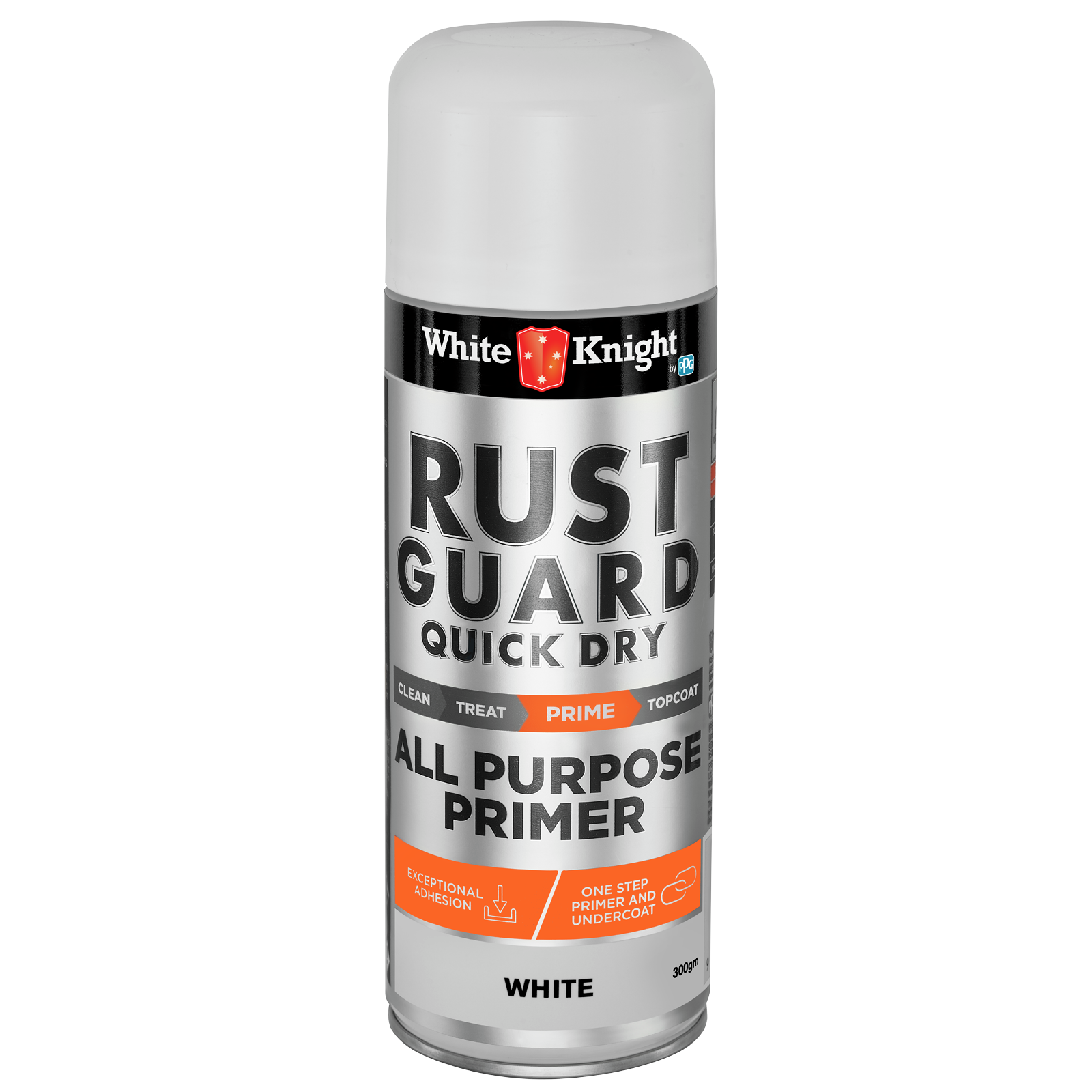 White Knight 300g Rust Guard Quick Dry All Purpose Primer Spray Paint - White - SuperSaverAU - view 1