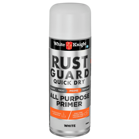 White Knight 300g Rust Guard Quick Dry All Purpose Primer Spray Paint - White - SuperSaverAU - view 1