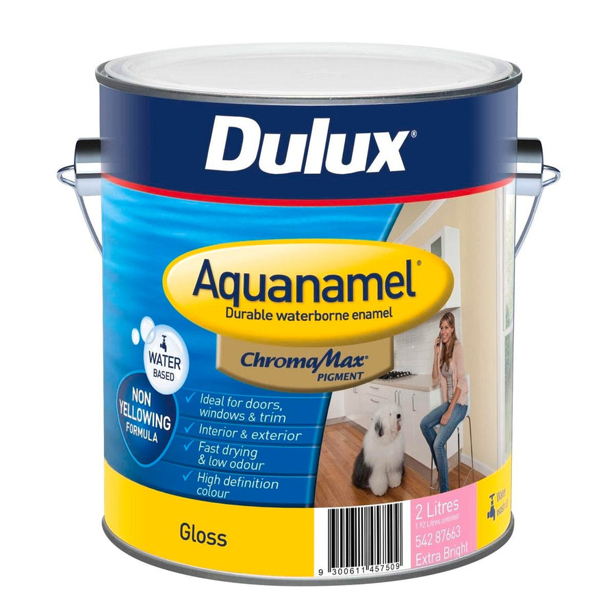 Dulux Aquanamel Gloss - 2L - Water Based Acrylic - Non-Yellowing Finish - SuperSaverAU - view 1