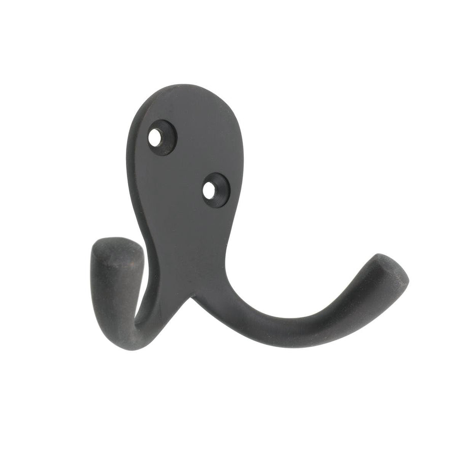 Zenith Double Robe Hook - 30mm Solid Brass - Matte Black - Durable Design - SuperSaverAU - view 1