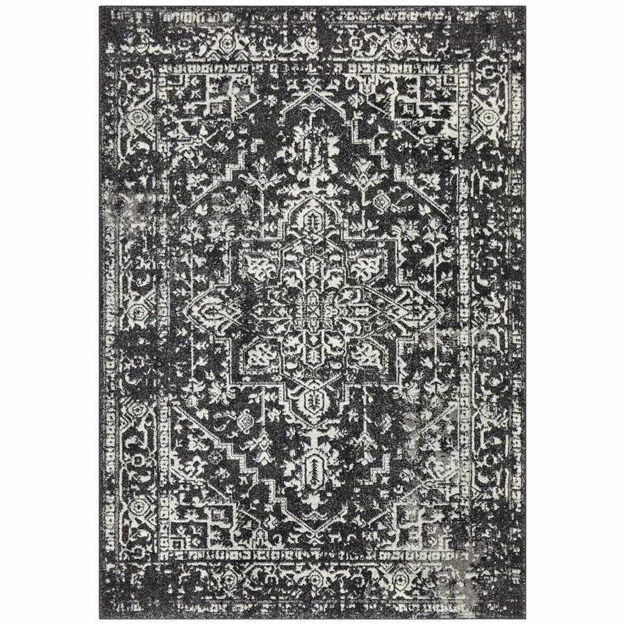 Rug Culture Evoke Extra Large Rug - Charcoal Power Loomed Polypropylene, Jute Weft Backing - EVO253CHAR400X300